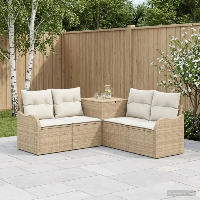 vidaXL Bankstel 5 st Beige en Crème Wit 177,5 x 177,5 x 85 cm