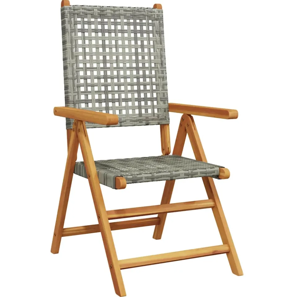 vidaXL 7-delige Tuinset poly rattan en massief hout grijs