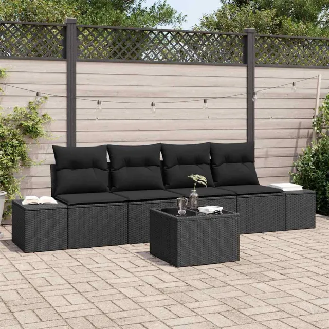 vidaXL Tuin Sofa Set 5 st Zwart poly rattan, foto 2