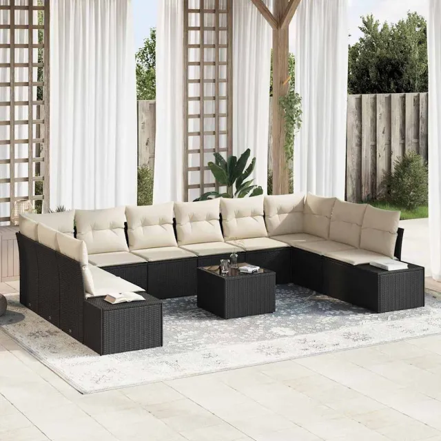 vidaXL Tuin Sofa Set 11 st Zwart poly rattan