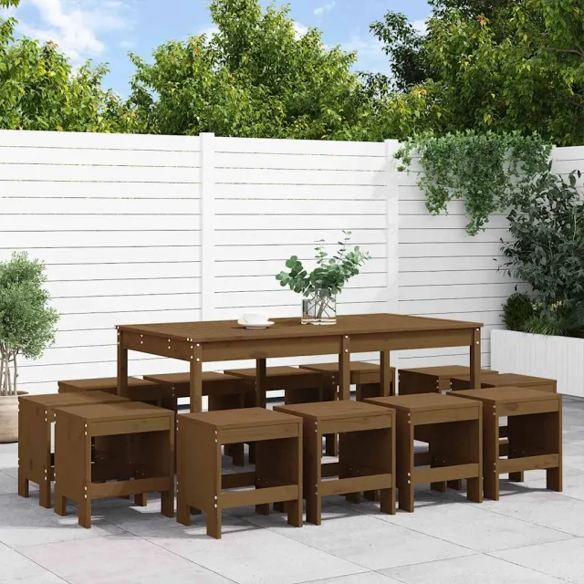 vidaXL 13-delige Tuinset massief grenenhout honingbruin