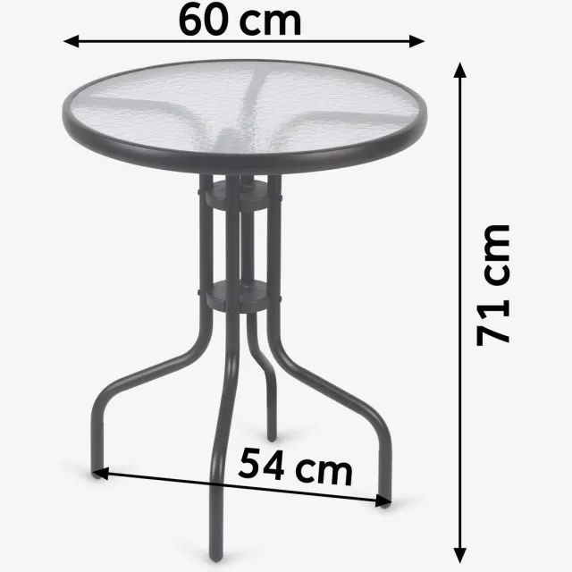 Janshop Sofotel SO-981 ronde tuintafel en 2 tuinstoelen set zwart
