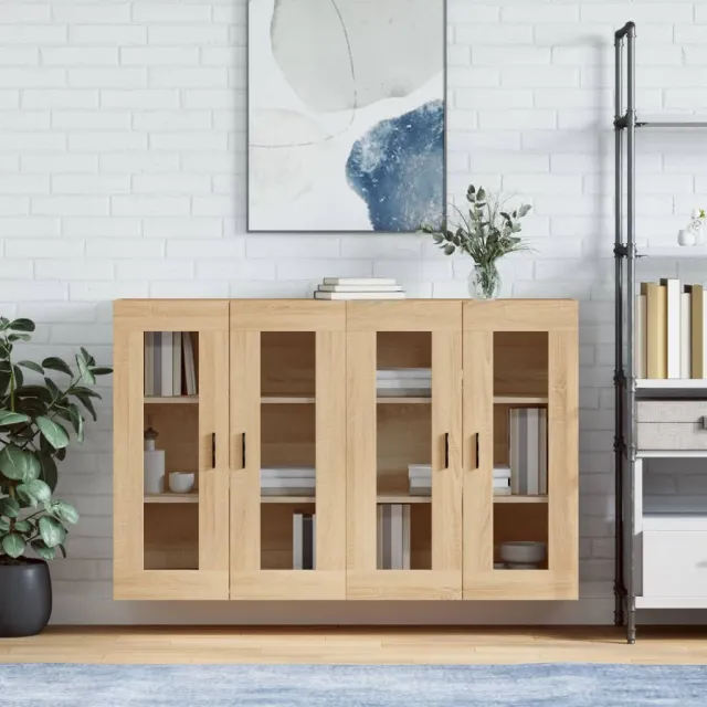 vidaXL Hangkasten 2 st bewerkt hout sonoma eikenkleurig Bruin