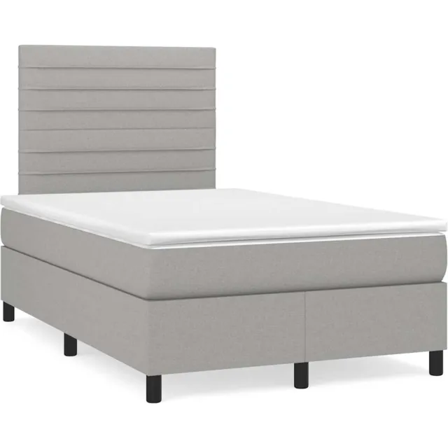 vidaXL Boxspring met matras en LED stof lichtgrijs 120x190 cm grijs