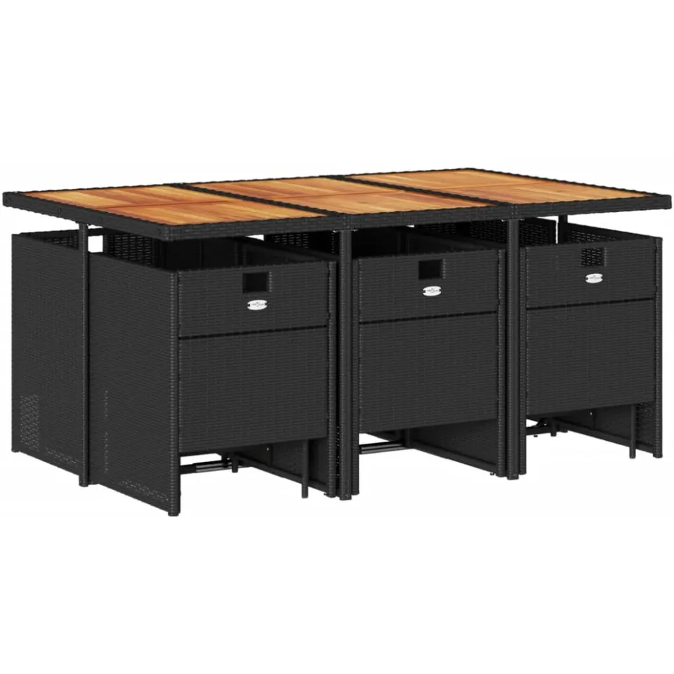 vidaXL 11-delige Tuinset met kussens poly rattan zwart, foto 3