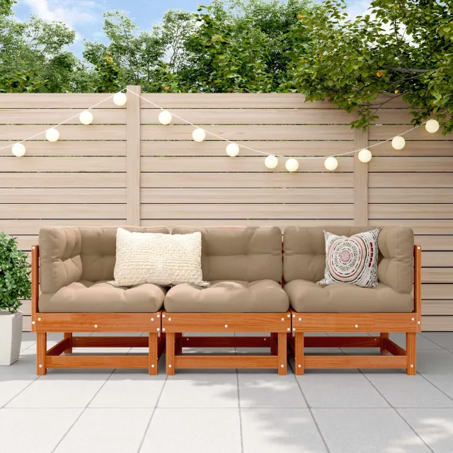 vidaXL Sectie Sofa Eenheden 3-zits Massief grenenhout Wasbruin