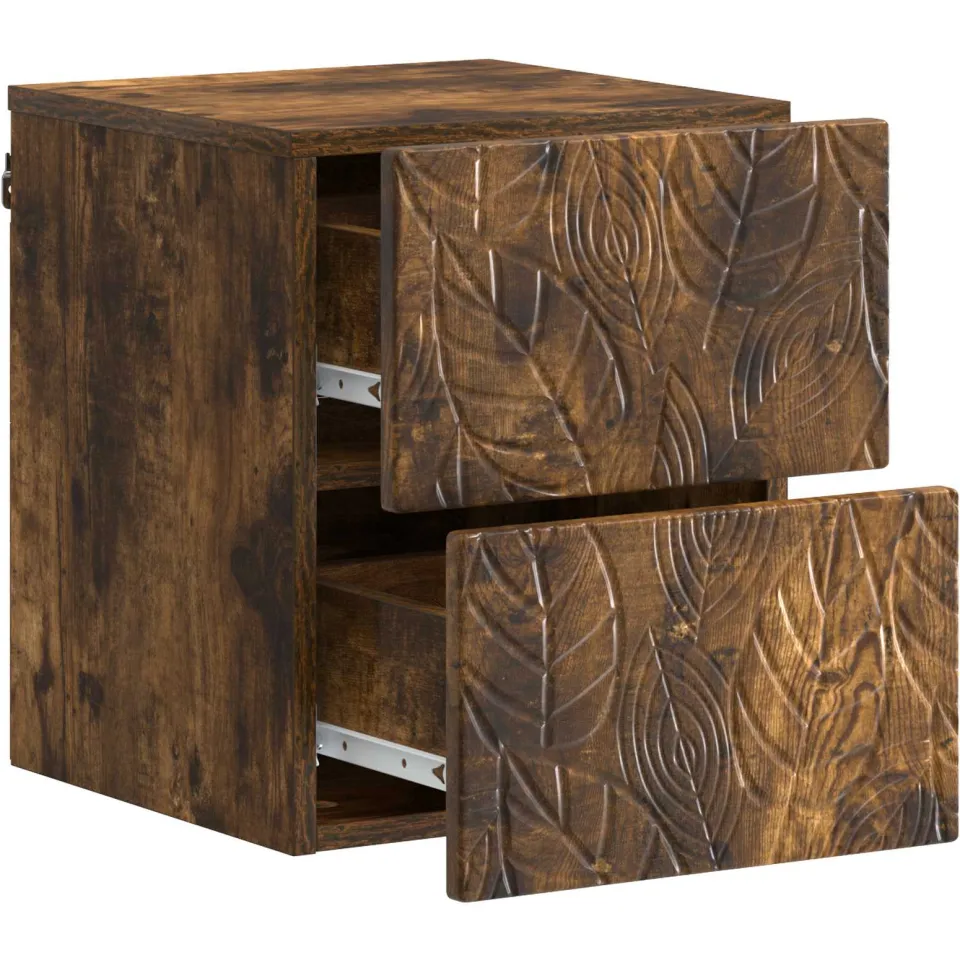 vidaXL Wandbeugel Bedkast Gerookt eiken 34,5 x 33 x 40 cm Bewerkt hout Bruin