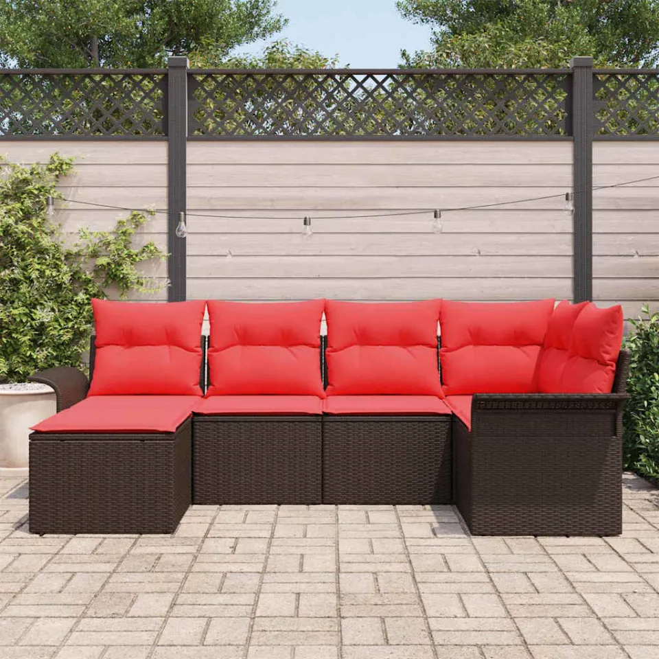 vidaXL Tuin Sofa Set 6 st Bruin poly rattan, foto 3