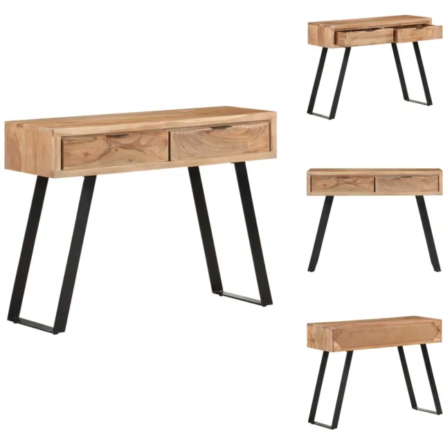 vidaXL Wandtafel - met - natuurlijke - rand - 100x35x76 - cm - massief - acaciahout Bruin