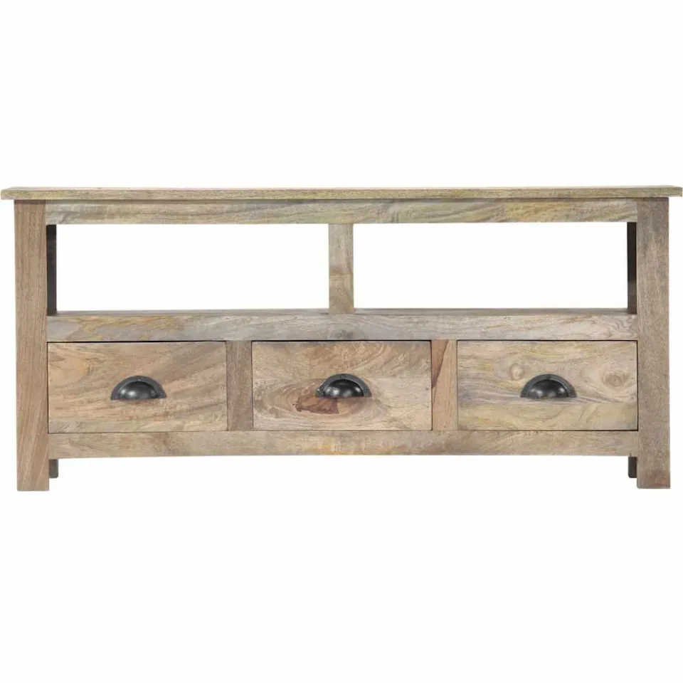 vidaXL Tv-meubel 110x30x50 cm massief mangohout grijs, foto 3