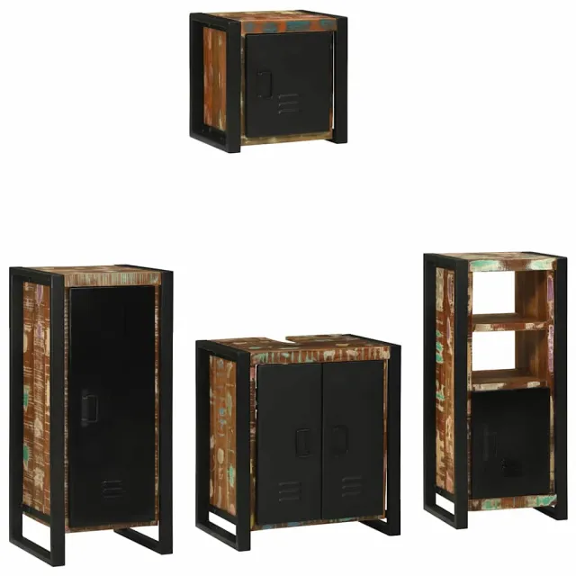 vidaXL Badkamermeubelset 4 st Multikleur en Zwart 40 x 35 x 90 cm Meerkleurig