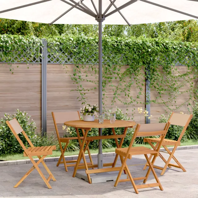 vidaXL 5-delige Tuinset massief hout en stof taupe