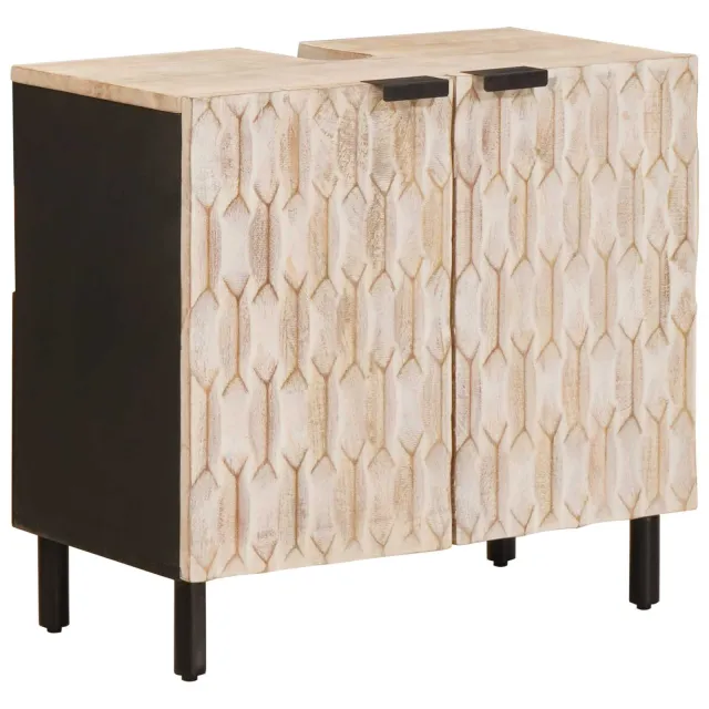 vidaXL Badkamer wastafelkast Wit 62 x 33 x 58 cm Massief Mango Hout