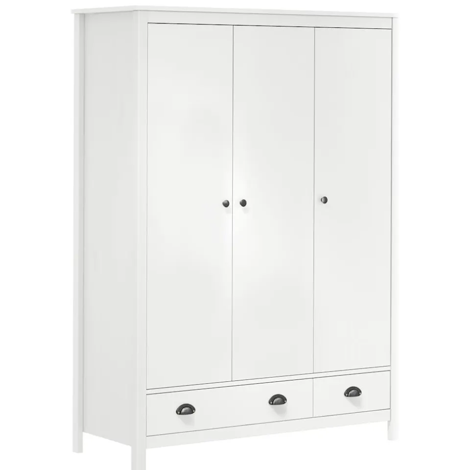 vidaXL Kledingkast Hill 3 deuren 127x50x170 cm massief grenenhout wit, foto 3