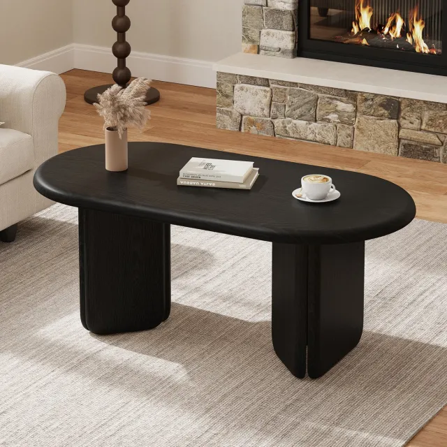 STILVORA Ovale Salontafel - Modern MDF Ontwerp Met 40 Kg Draagvermogen - Voor Woonkamer En Wachtruimte - 99x50x40 Cm - Zwarte Houtlook
