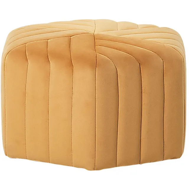 Beliani MURIETTA - Poef - Mosterdgeel - 53 cm - Fluweel