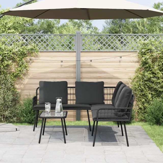vidaXL Tuinbankenset 2 st Zwart poly rattan, foto 2