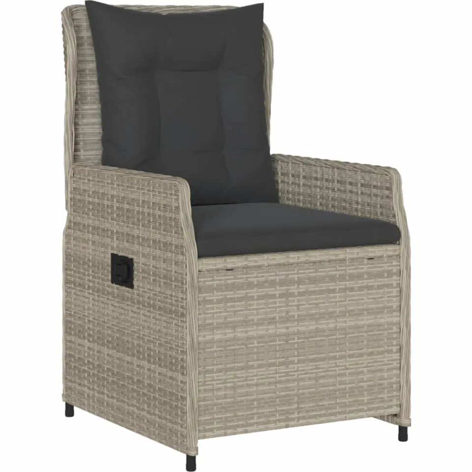 vidaXL 5-delige Tuinset met kussens poly rattan lichtgrijs