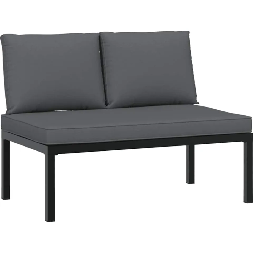 vidaXL 2-delige Loungeset met kussens aluminium zwart