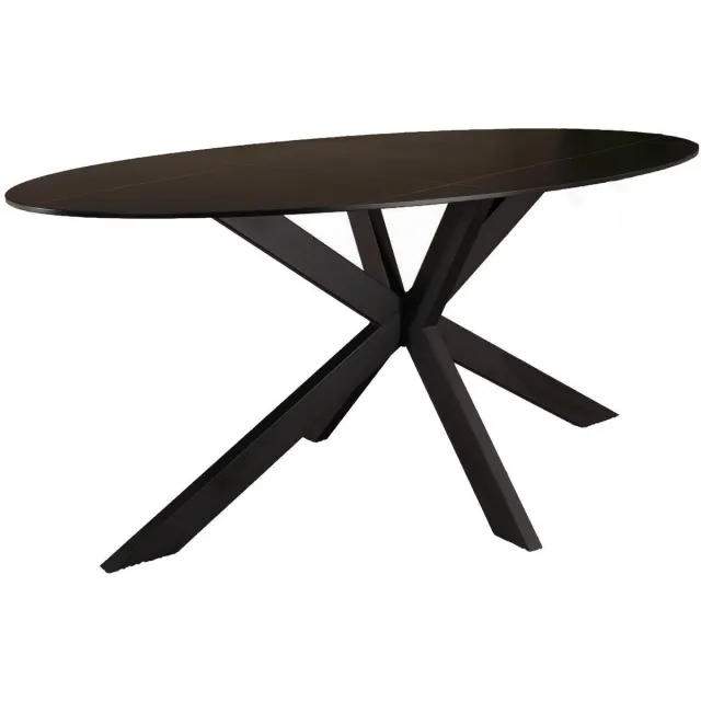 Lizzely Garden & Living Eettafel ovaal 180cm Figo marmerlook zwart ovale tafel steen