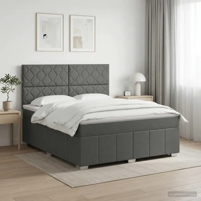vidaXL Boxspringbed met matras Donkergrijs 140 x 200 cm Stof