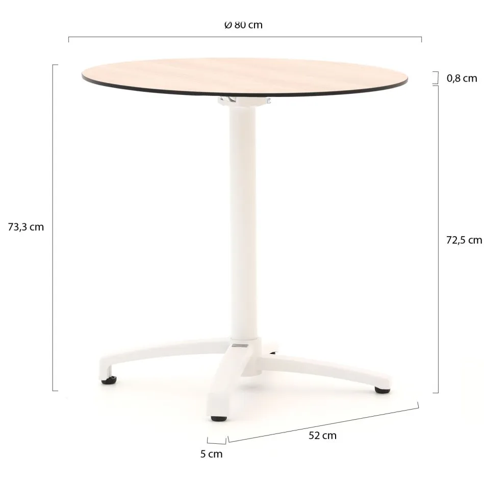Bellagio tuinmeubelen Bellagio Canzo klaptafel ø 80cm (h:73cm) wit, foto 2