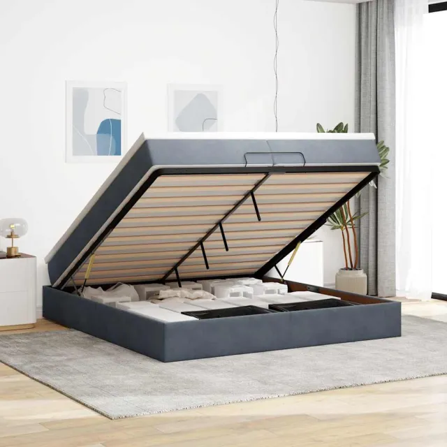 vidaXL Ottoman bed met matrassen 200x200cm fluweel donkergrijs grijs