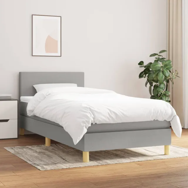 vidaXL Boxspring met matras stof lichtgrijs 80x200 cm grijs