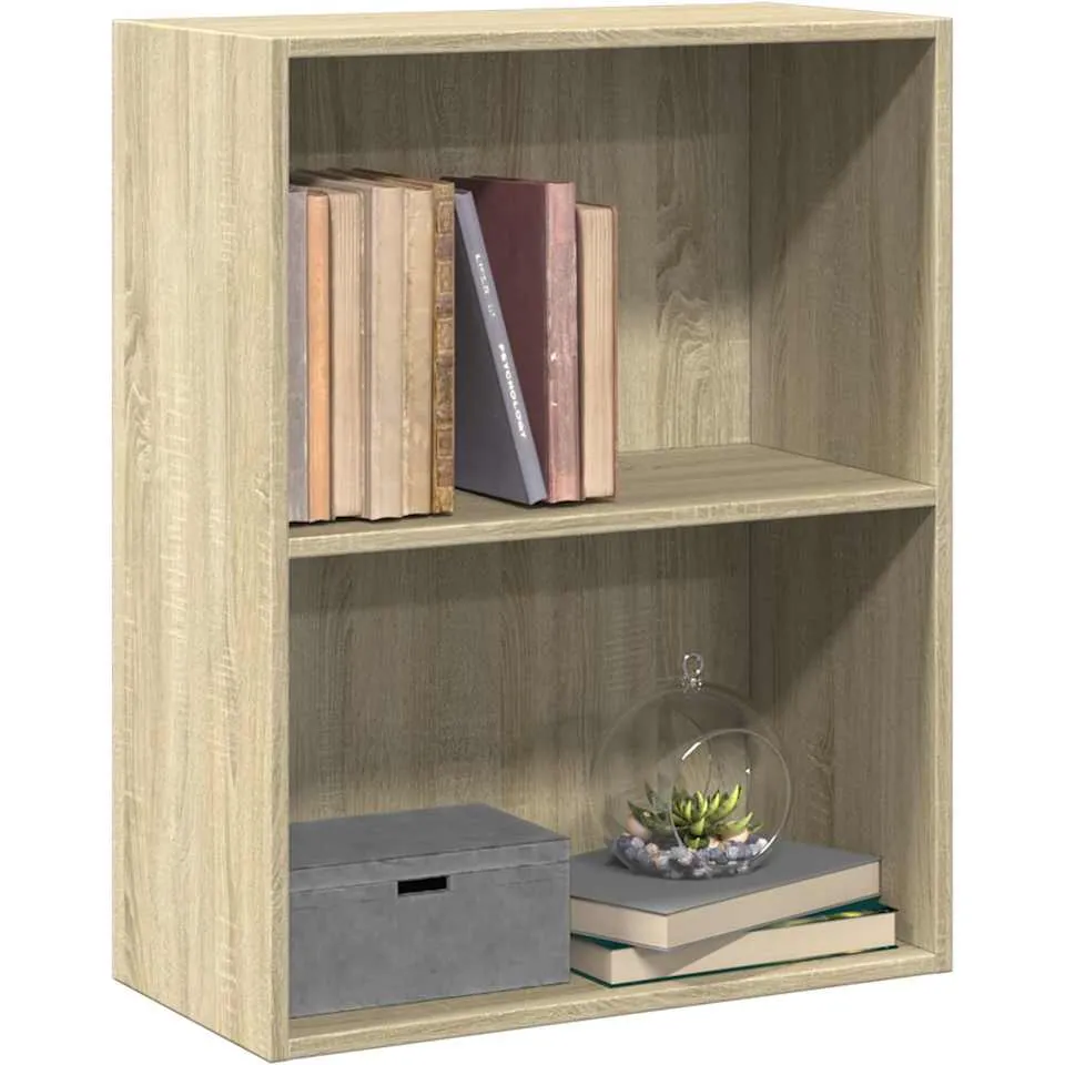 vidaXL Boekenkast 2 schappen 60x30x76,5 cm bewerkt hout sonoma eiken Bruin