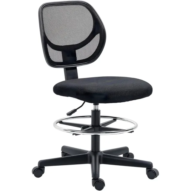 Happiq Tekeningstoel Ergonomisch – Bureaustoel van Mesh & Schuim – Verstelbaar 93–113 cm – Zwart Black