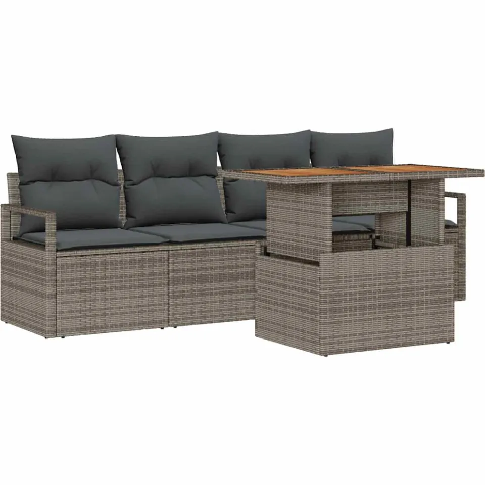 vidaXL Tuin Sofa Set 5 st Grijs Poly riet