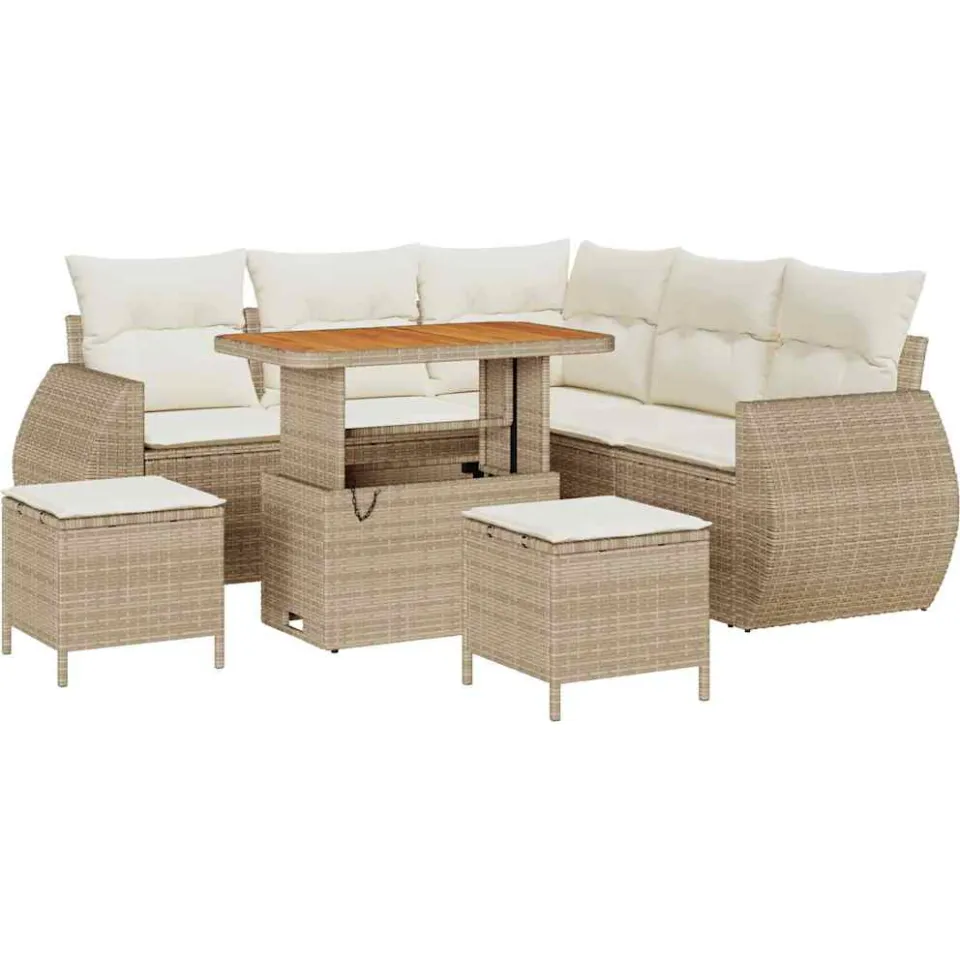 vidaXL Tuinbankenset 8 st Beige poly rattan