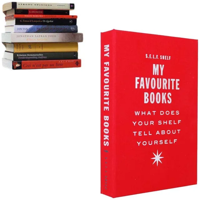 Cleverline Selfshelf - Zwevende boekenplank - Linnen - Fel Rood - tekst My favourite books - L 22,5 x B 15,5 x H 3,5 cm