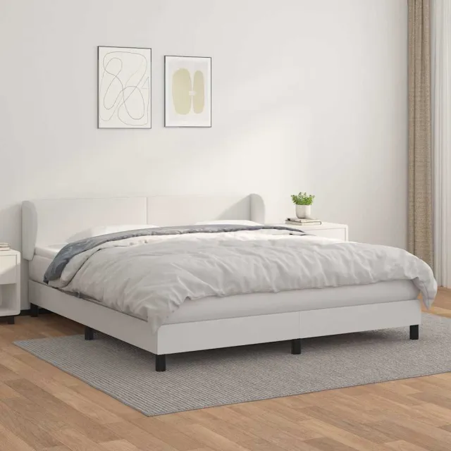 vidaXL Boxspring met matras kunstleer wit 180x200 cm