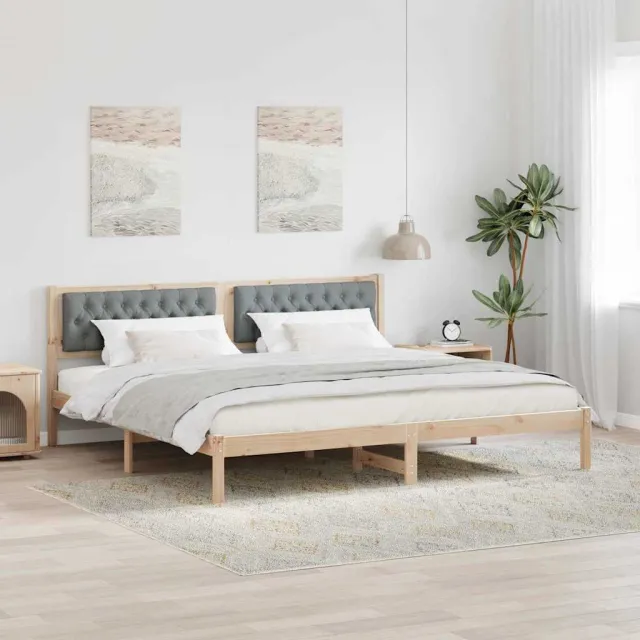 vidaXL Bedframe Lichtgrijs 200 x 200 cm Massief grenenhout bruin