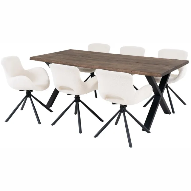 House Nordic Eetkamerset Toulon en Amorim - Eettafel met 6 Eetkamerstoelen naturel