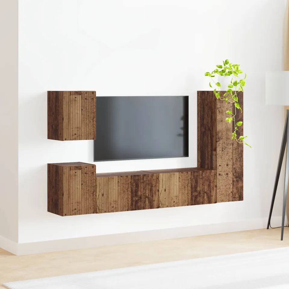 vidaXL Tv-meubelset 4 st 30 x 31 x 100 cm Oudhout bruin, foto 4