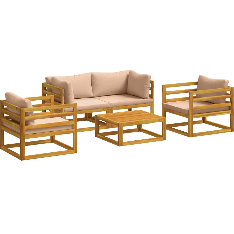 vidaXL 5-delige tuinloungeset modulair Naturel Massief Acaciahout, foto 3