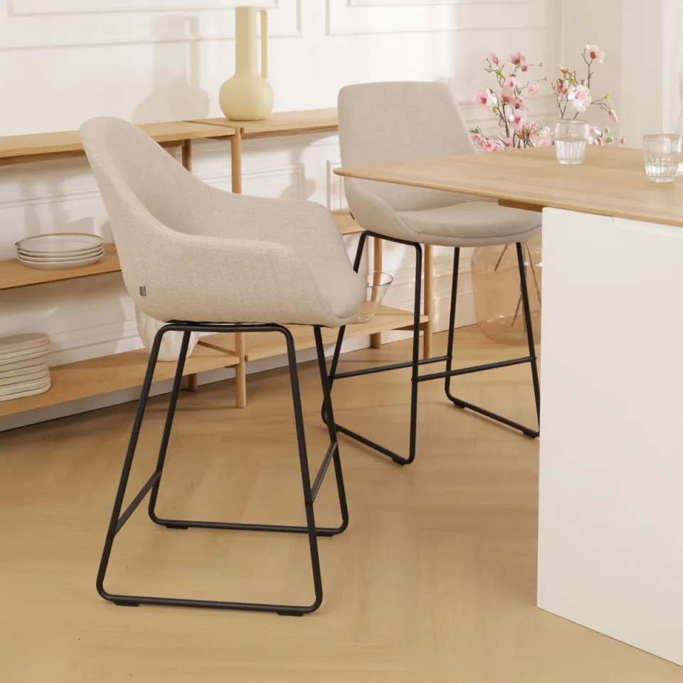 Nolon Nino-Mae barkruk beige - zwart onderstel - 75 cm, foto 2
