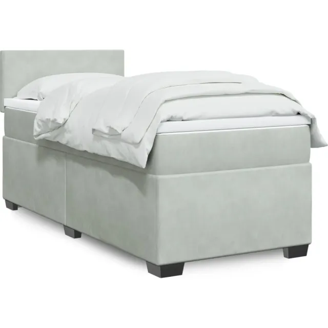 vidaXL Boxspring met matras fluweel lichtgrijs 80x200 cm grijs