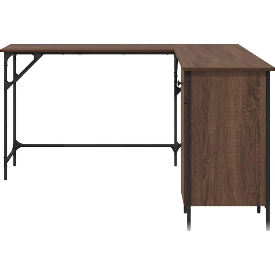 vidaXL Bureau 141x141x75 cm bewerkt hout bruin eikenkleur, foto 3
