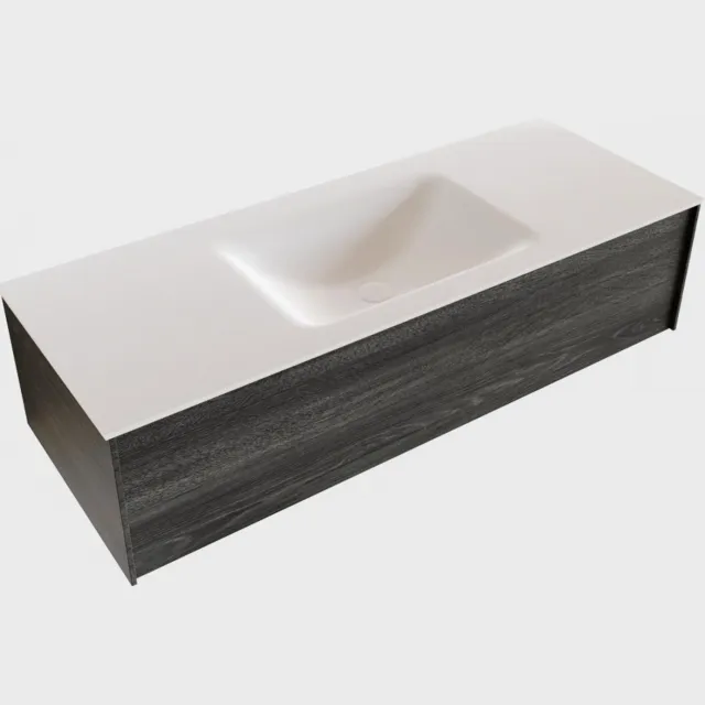 Boss & Wessing Badkamermeubel BWS Madrid Antraciet 120x45x30 cm Mat Witte Solid Surface Wastafel (1 kraangat)
