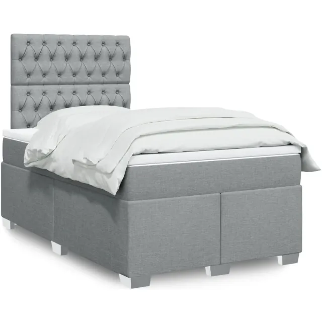 vidaXL Boxspring met matras stof lichtgrijs 120x200 cm grijs