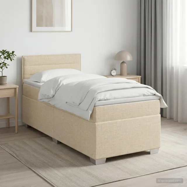 vidaXL Boxspringbed met matras Crèmekleurig 90 x 190 cm Stof