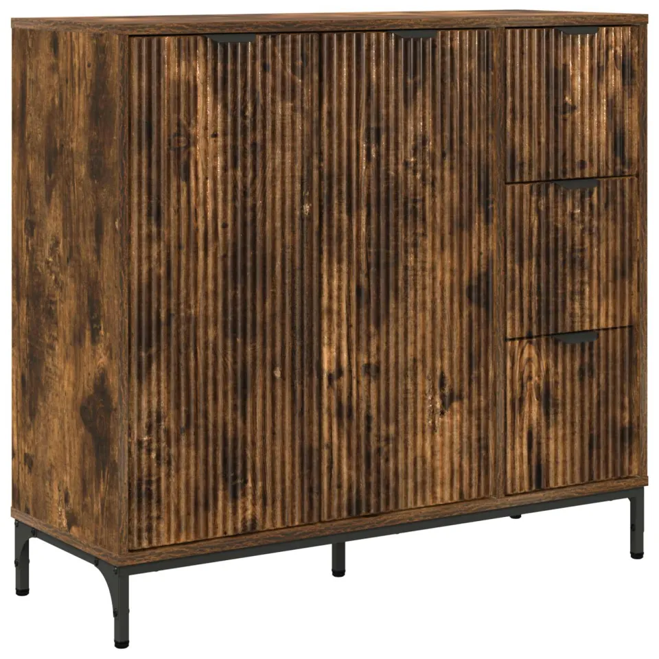 vidaXL Dressoir Gerookt eiken 89,5 x 33 x 82 cm Bewerkt hout, foto 3
