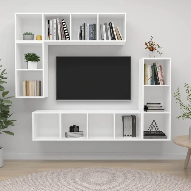 vidaXL 4-delige Tv-meubelset bewerkt hout wit, foto 2
