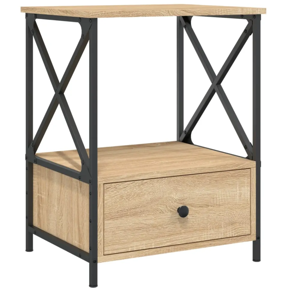 vidaXL Nachtkastjes 2 st 50x41x65 cm bewerkt hout sonoma eikenkleurig Bruin