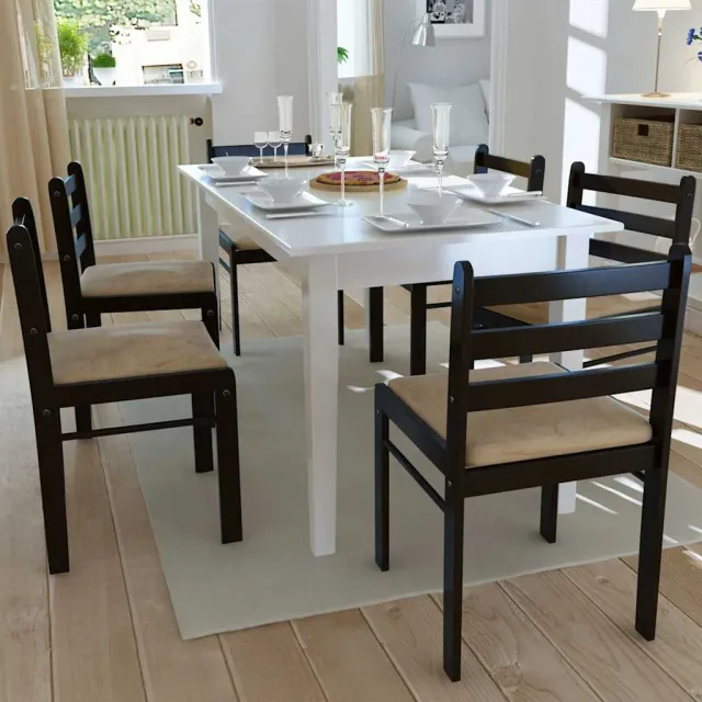 vidaXL Eetkamerstoelen 6 st massief hout en fluweel bruin, foto 2