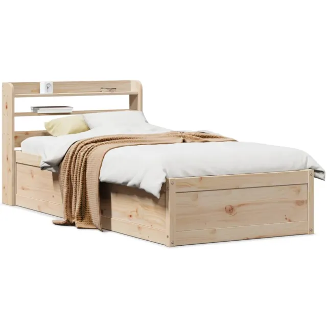 vidaXL Bedframe met hoofdbord massief grenenhout 75x190 cm bruin
