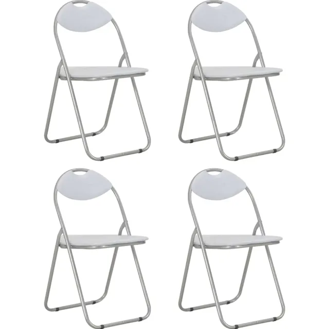 vidaXL Opklapbare stoelen, 4 stuks, wit kunstleer